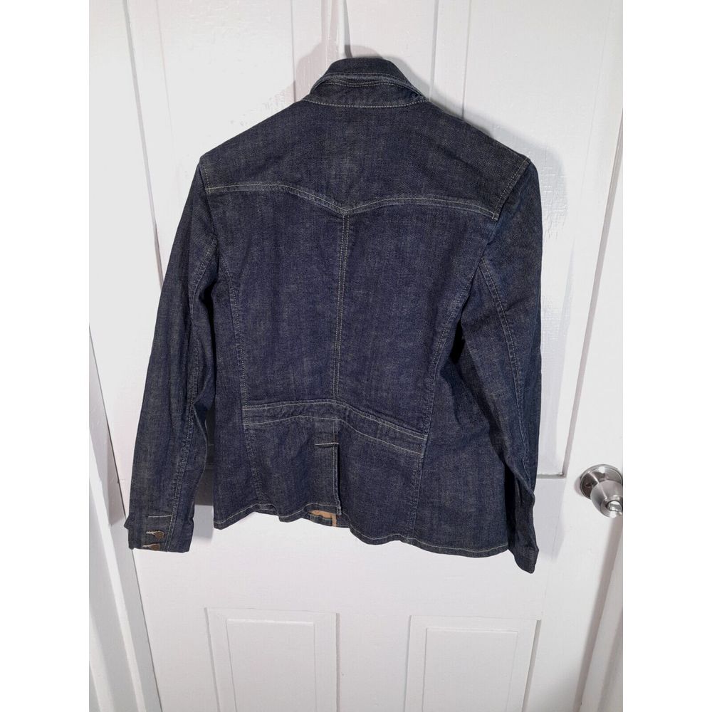 Eddie‎ Bauer Blazer Style Denim Jean Jacket Womens Medium Dark Wash - Picture 3 of 7
